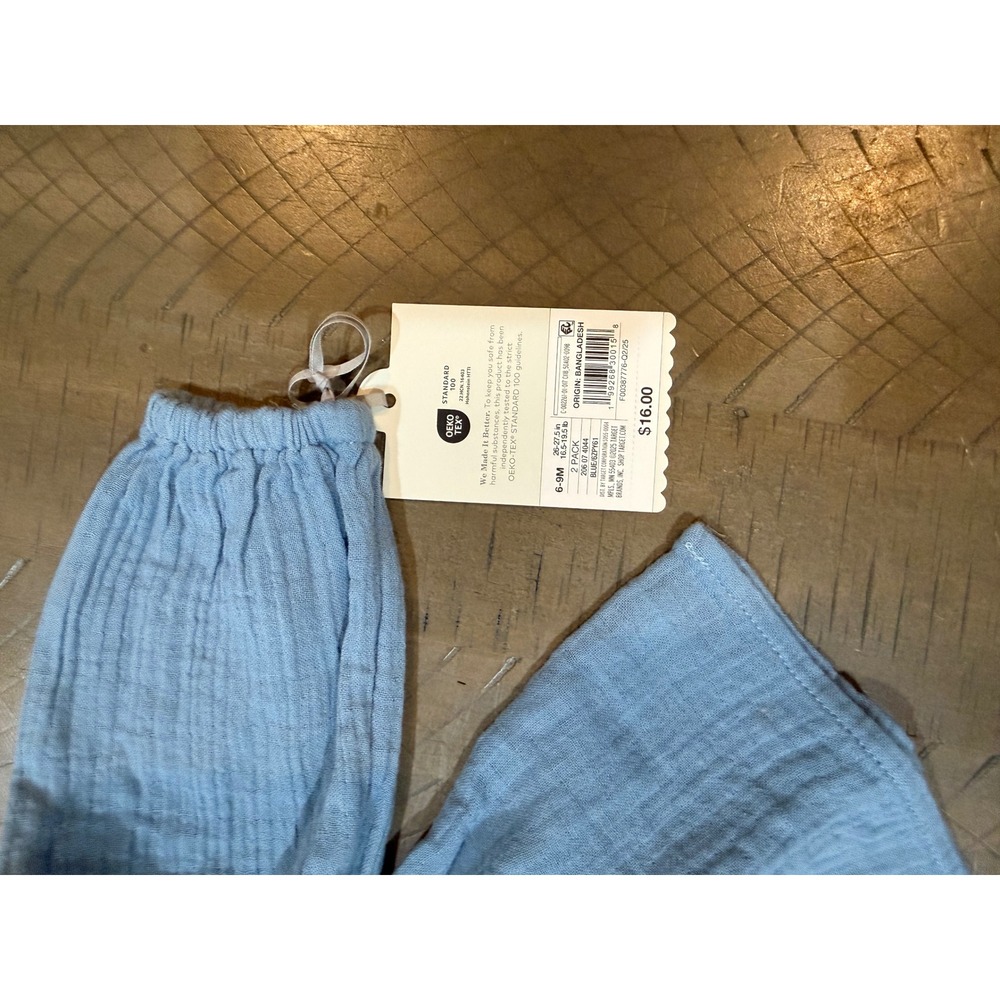 Target Blue‎ Gauze Cotton Baby Pants 2 Pack Elastic Waist 6-9M New NWT